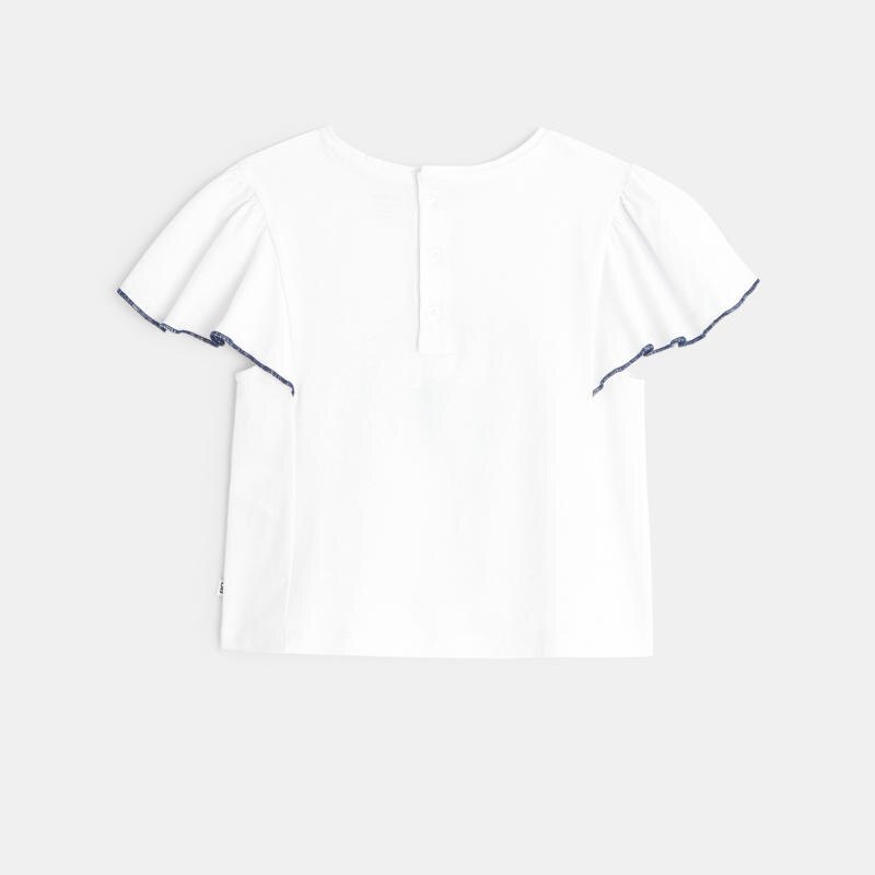 T-shirt à volants motif fleur blanc bébé fille Blanc