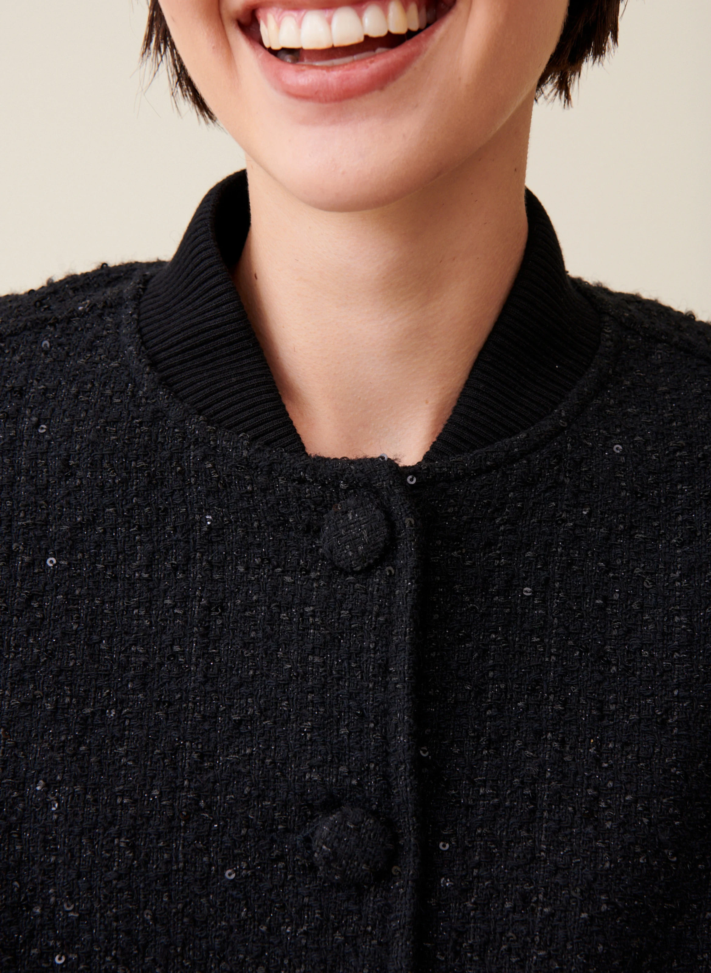 Veste ample en tweed | Noir