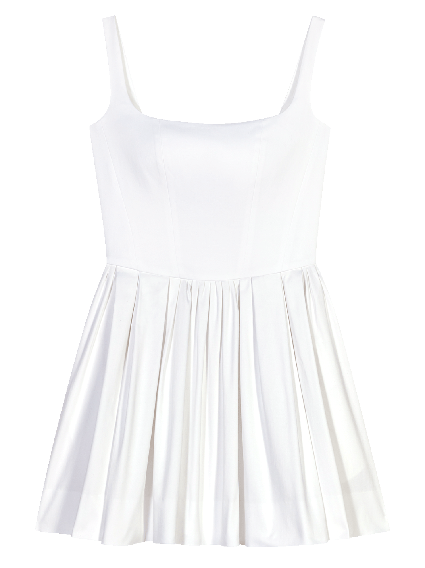 Robe courte évasée col carré en coton mélangé | Blanc