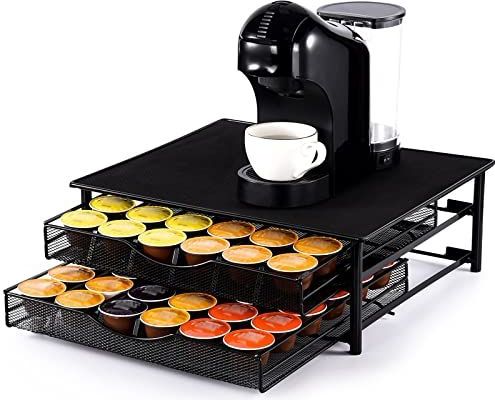 SYSYLY espresso capsulehouder met lades - Koffiecuphouder - Opbergbox geschikt voor Dolce Gusto cups - 72 koffiecups - Zwart