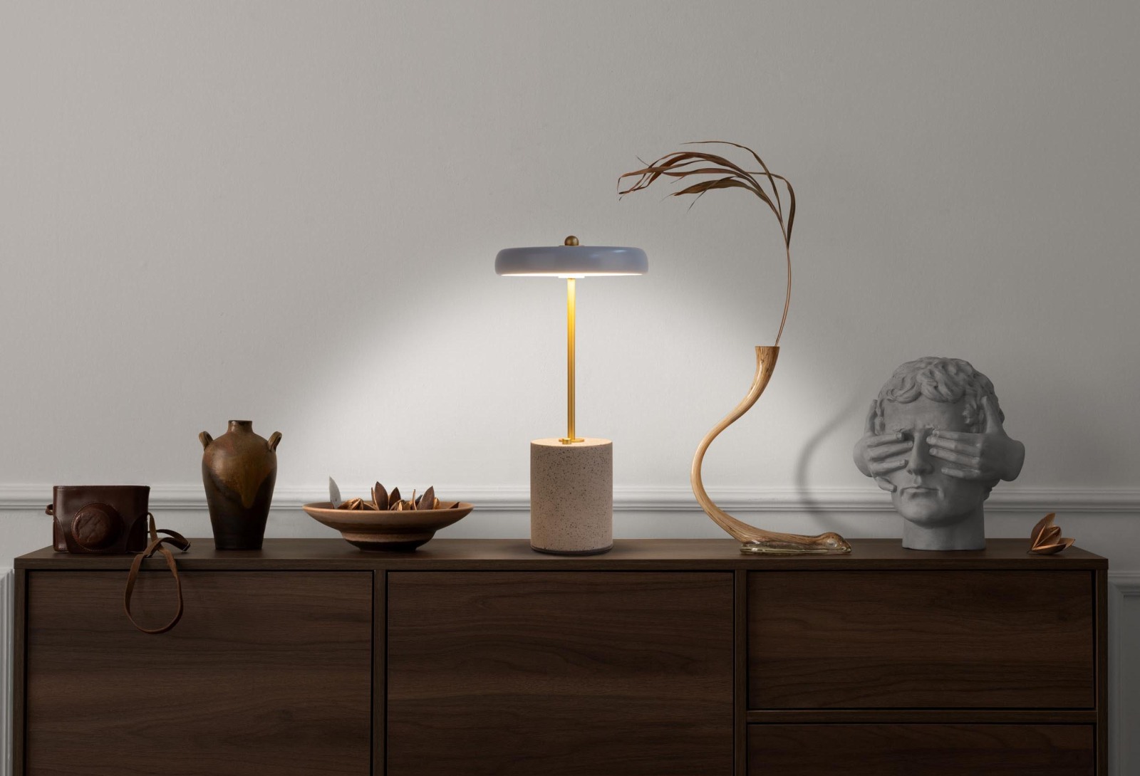 LED-Akku-Tischleuchte SETA - grau-weiß - 30 cm Höhe