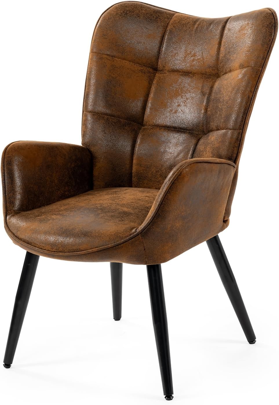 MEUBLE Cosy Sessel Relaxsessel Lehnstühle Polstersessel Einzelsofa mit Metallbeinen Ohrensessel für Wohnzimmer Schlafzimmer Büro Vanity, Wildleder, Braun