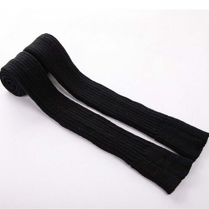(1 Paar) 78cm Damen Beinstulpen Strick Accessoire Beinwärmer Overknee Stricksocken (One Size) - Schwarz