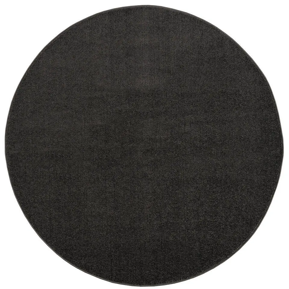 Uni Rond Effen Laagpolig Vloerkleed Modern Donker Grijs - 120 CM ROND