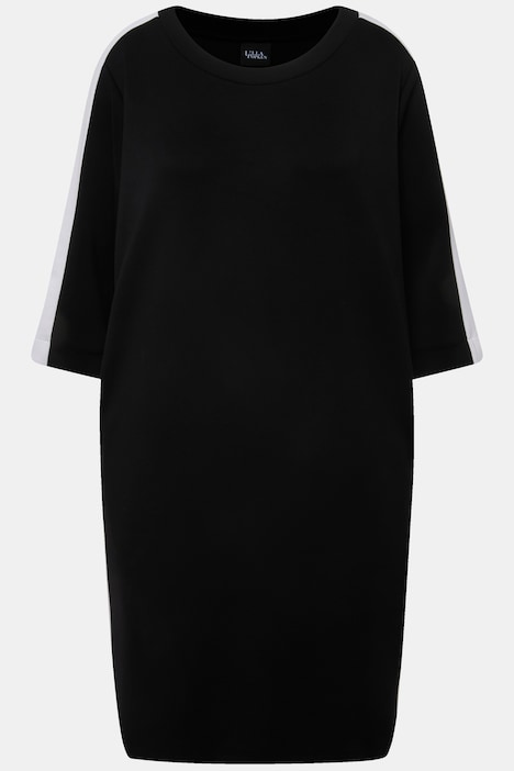 Jerseykleid, Schmuckstreifen, U-Boot-Ausschnitt, 3/4-Arm