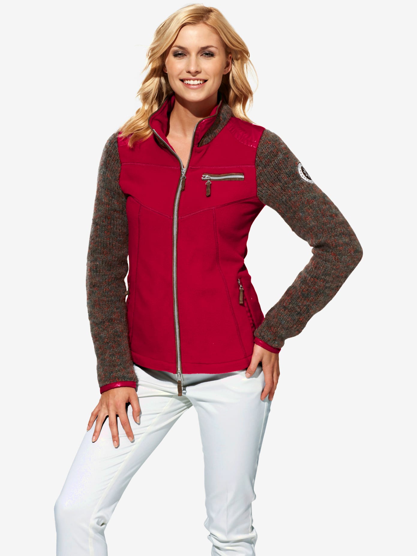 Veste sweat mélange polaire et tricot