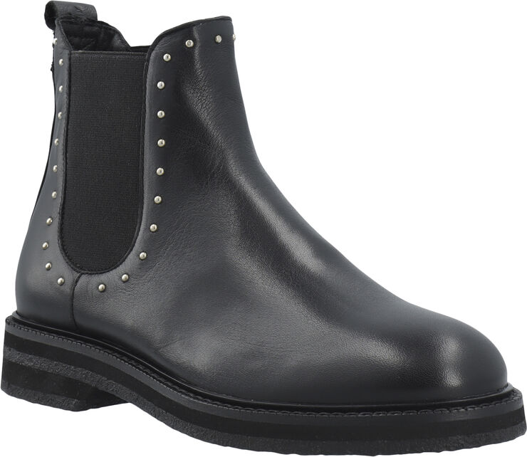 Cashott CASBETTY Chelsea Boot W. Rivets Leather Black