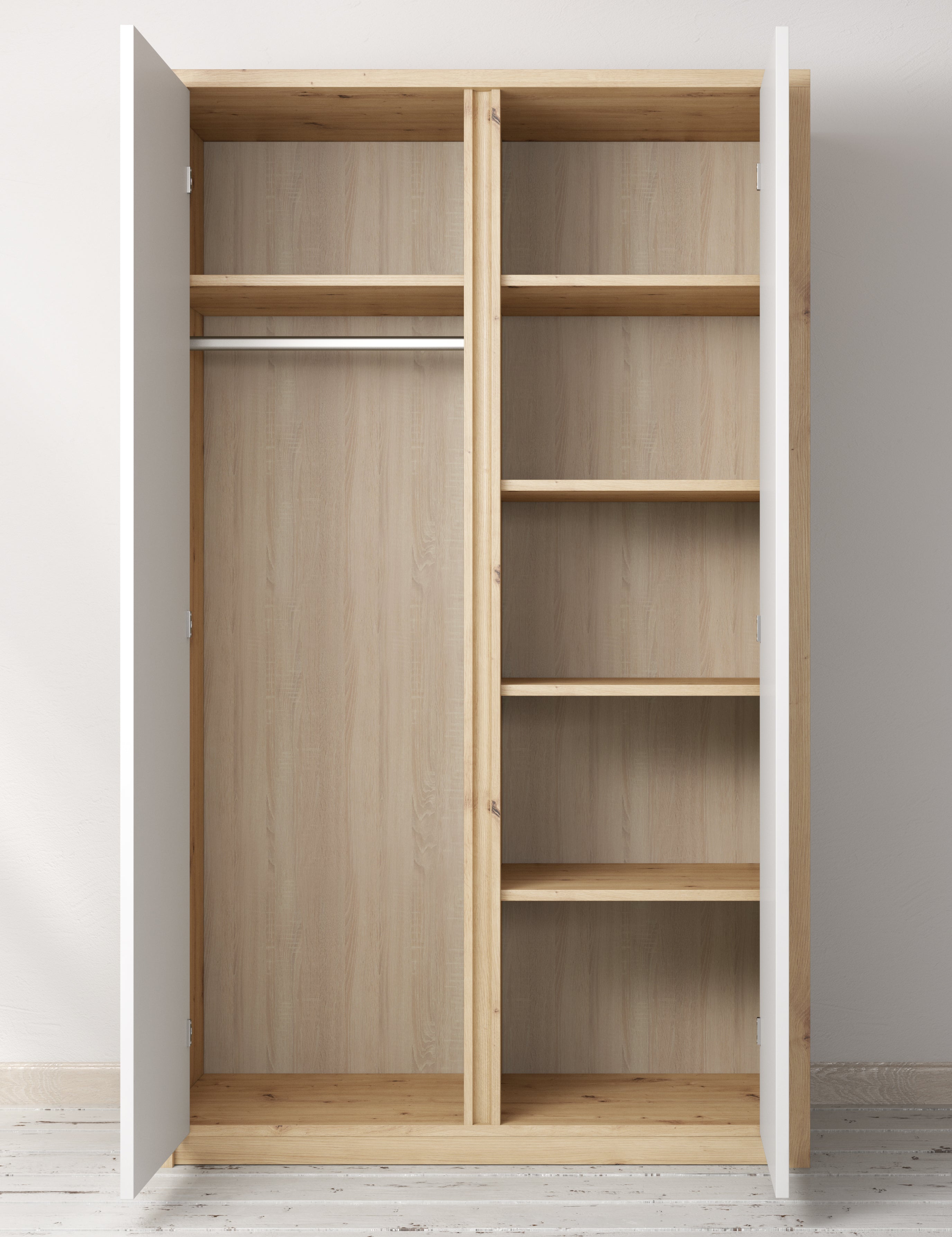 Melody - Kledingkast 2-deurs - Wit/eiken - 90x53x197 cm