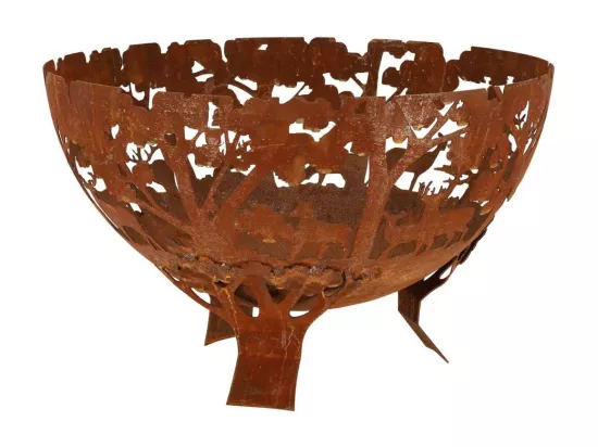 Demi brasero rond - Découpe laser - D 57,5 x H 36,8 cm - Effet rouille