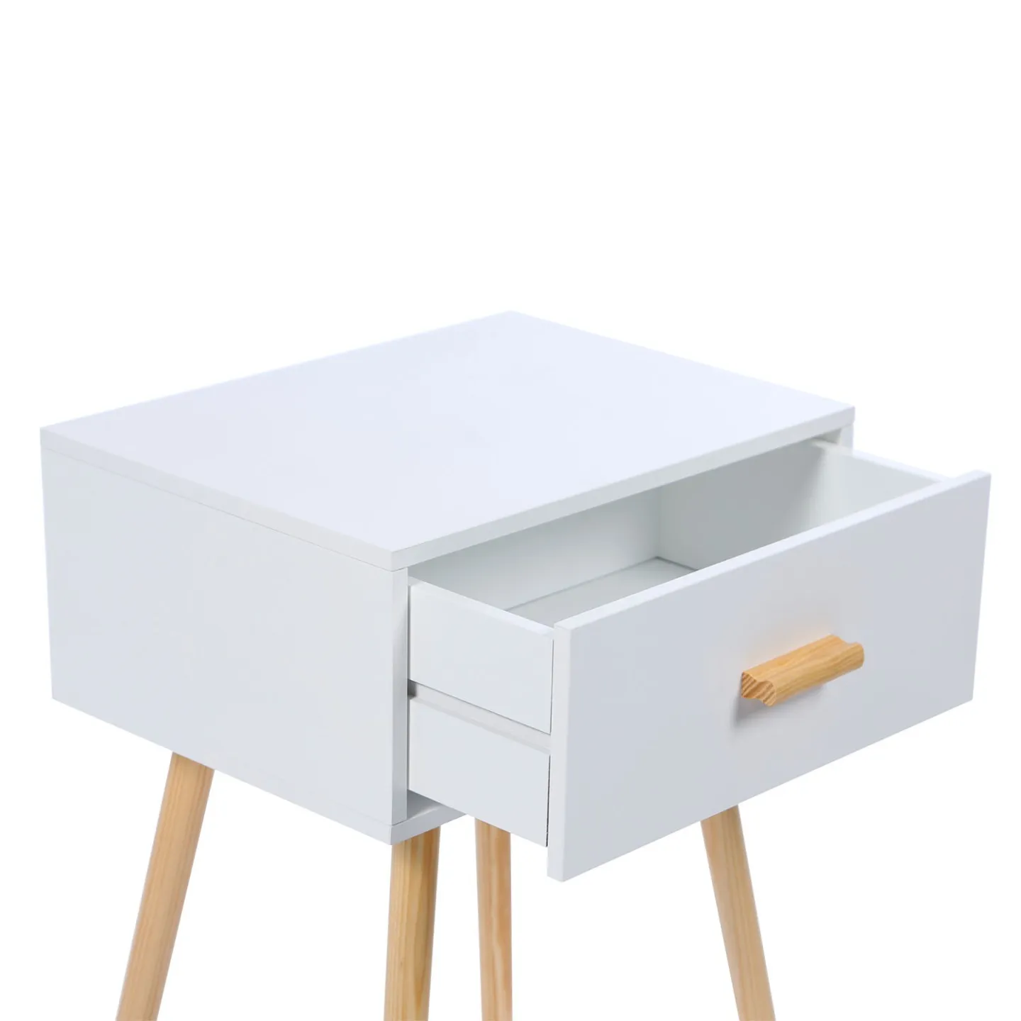 Lot de 2 tables de chevet EIYA scandinaves 1 tiroir bois blanc