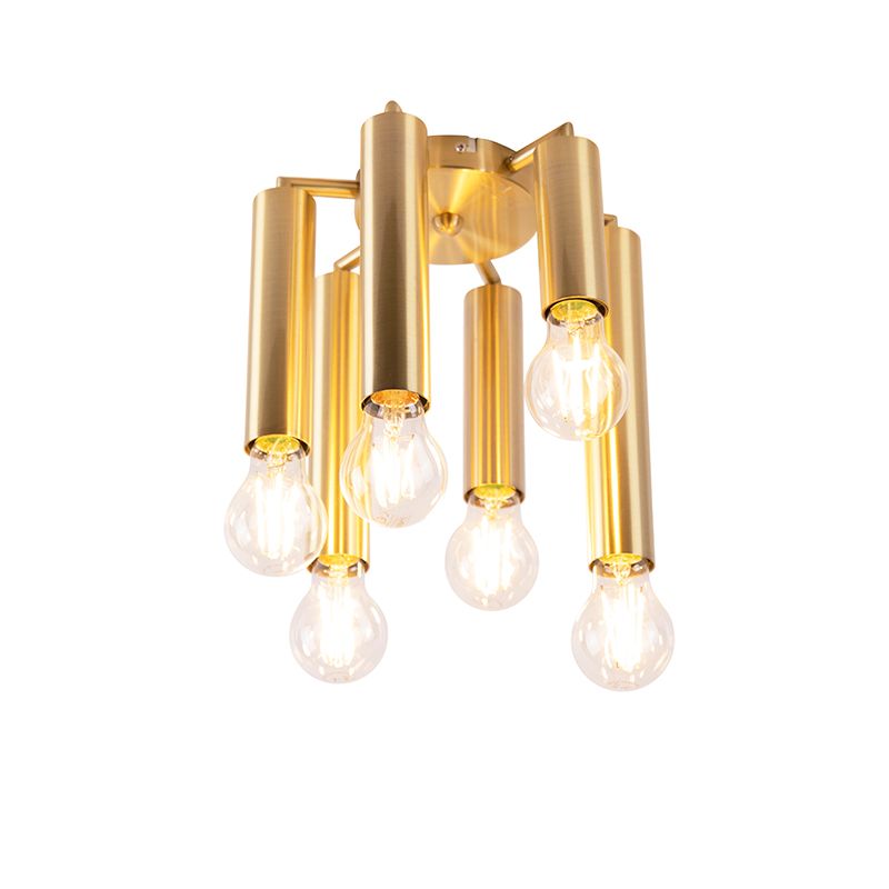 Art deco plafondlamp goud 6-lichts -Tubi