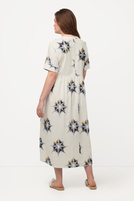 Kleid, Sterne, Rundhals, Halbarm, Biobaumwolle