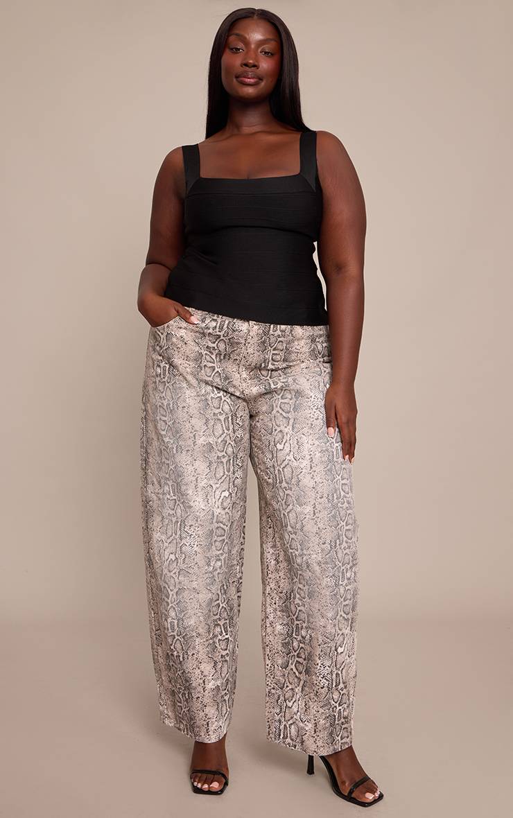 Snake Print Jean Grande Taille À Ourlets Fendus
