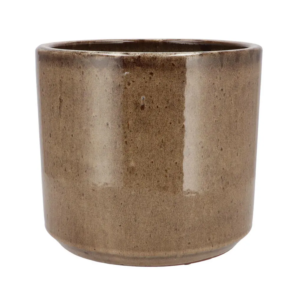 DK Design Bloempot model Brown Glaze - taupe - D18 x H20 cm - glanzend
