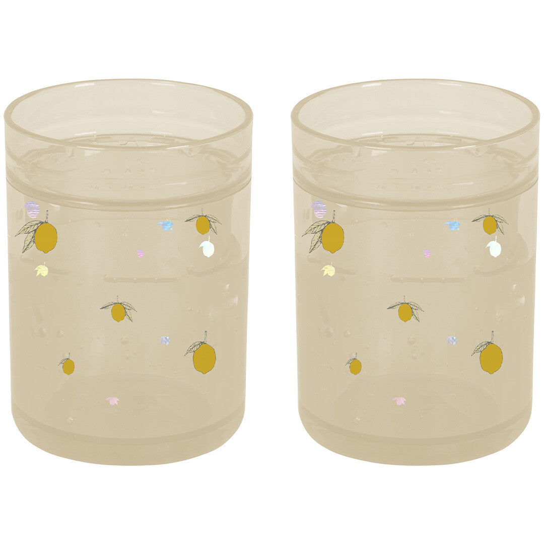 Konges sløjd kinderbekers met glitter - lemon - 2st
