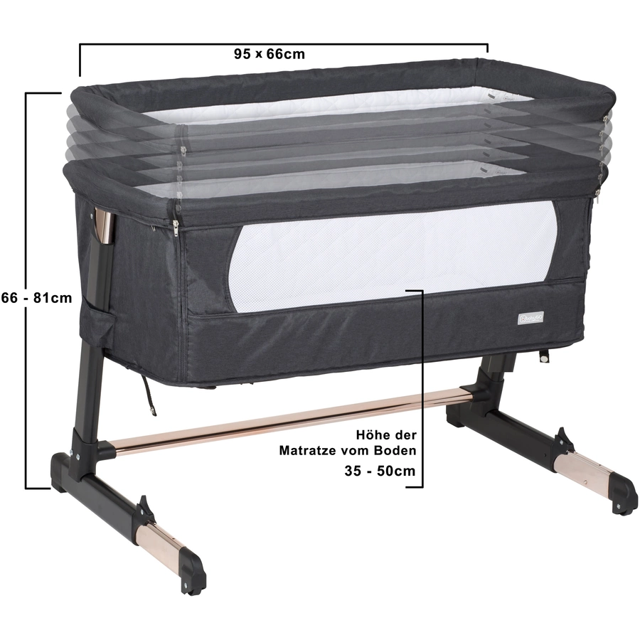 babyGO Beistellbett Together Black-Gold