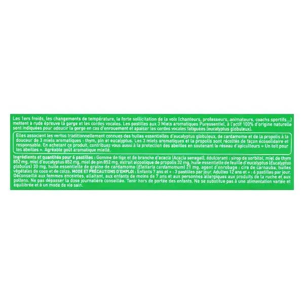 Puressentiel Respiratoire Pastilles 3 Miels Aromatiques 18 pastilles