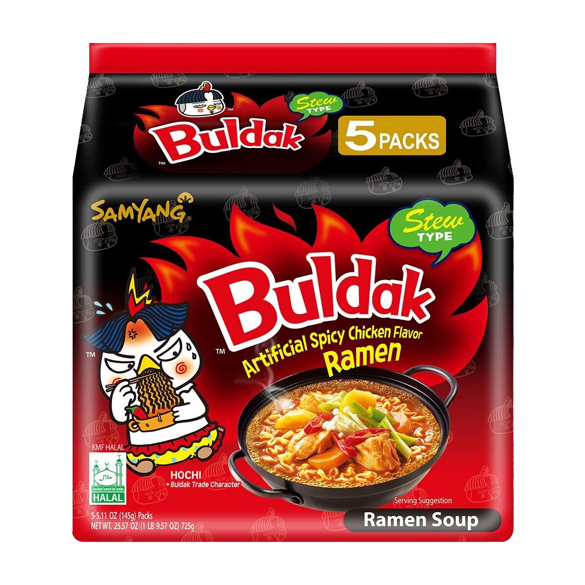 Samyang Buldak hot Chicken Flavour Ramen 5x140g = 700 g MHD:17.1.25