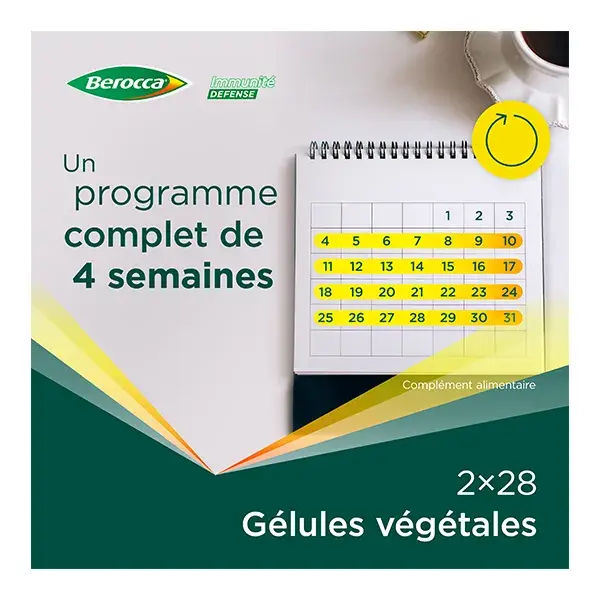 Berocca Immunity Defense Vitaminas D, C e B Zinco - Embalagem com 2 x 28 cápsulas vegetais