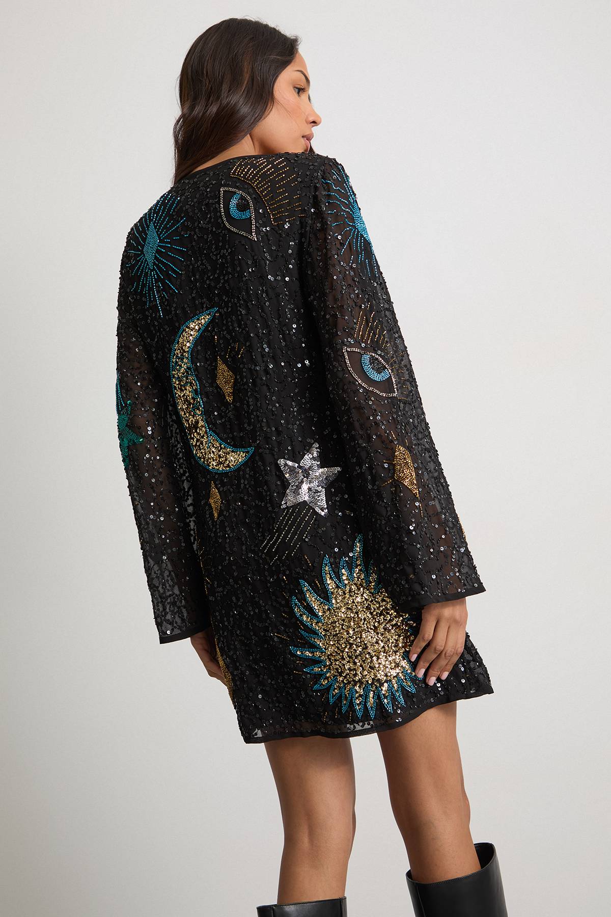 Warehouse Robe Mini Ornée de Sequins Célestes