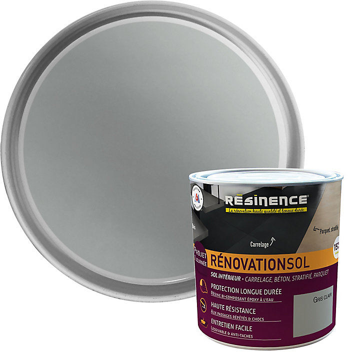 Résine de rénovation sol bi composante époxy Résinence gris clair 300ml