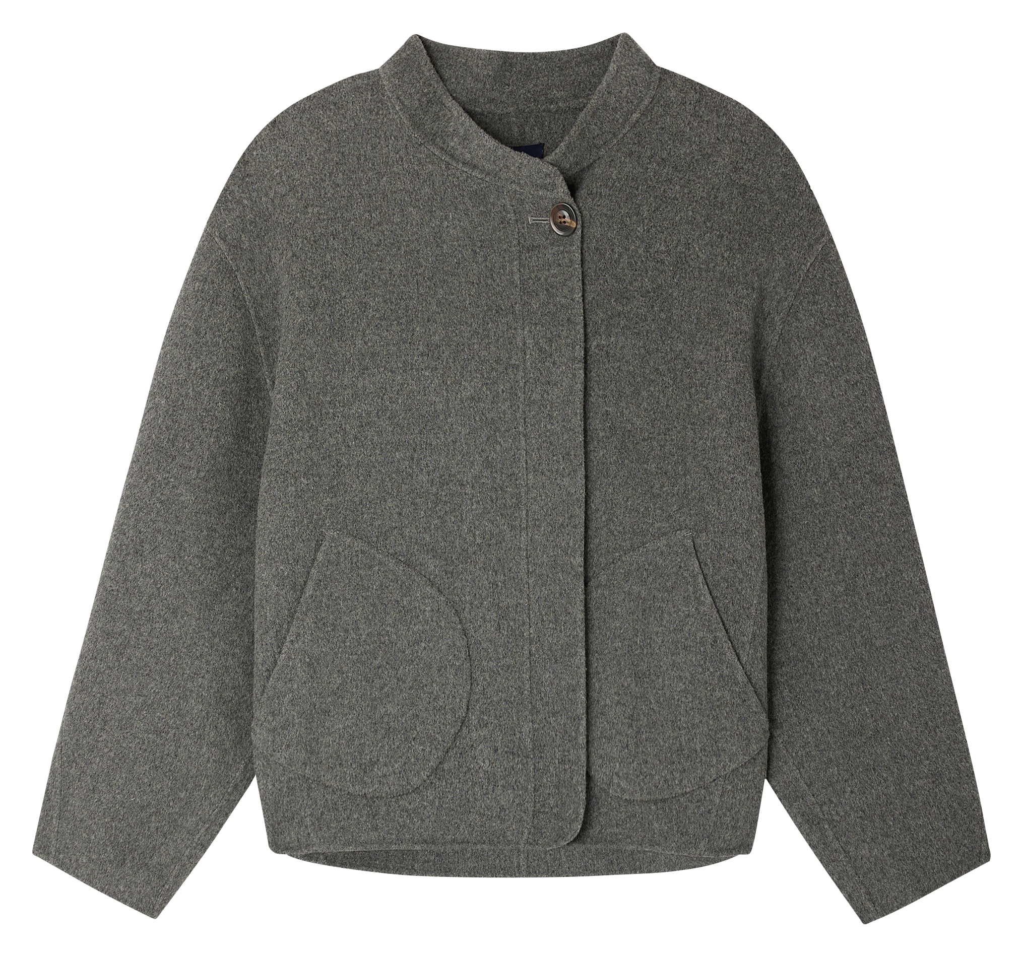 WINDSOR - Manteau col rond en laine mélangée| Gris