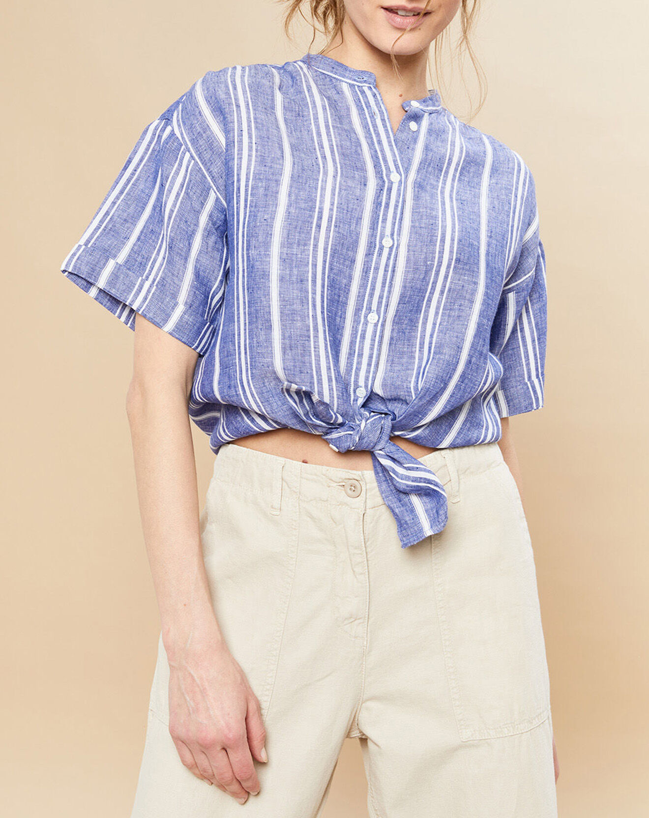 Hartford Chemise 100% Lin Calix bleue