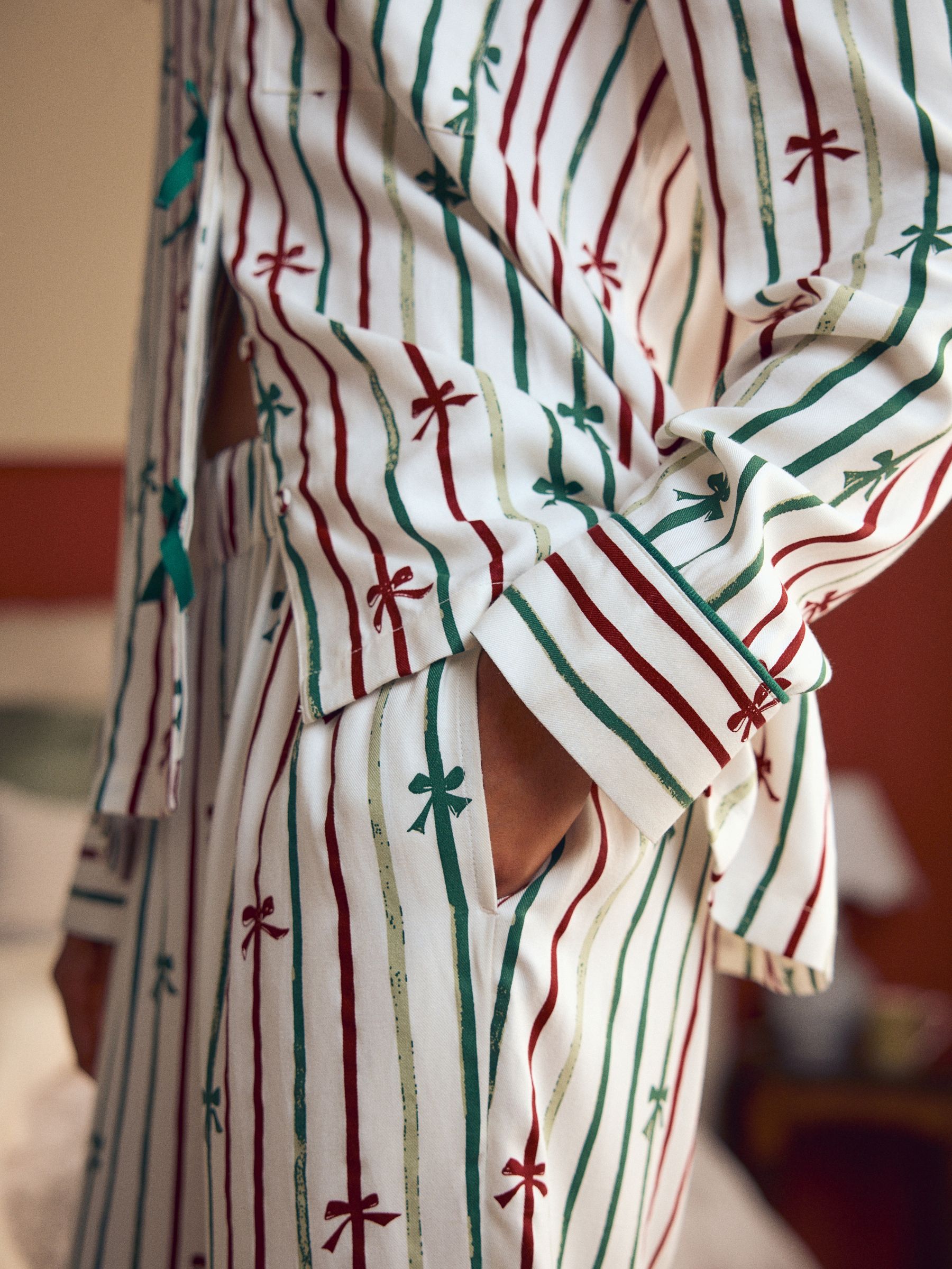 Laura Ashley Bow Stripe Button Through Pyjamas