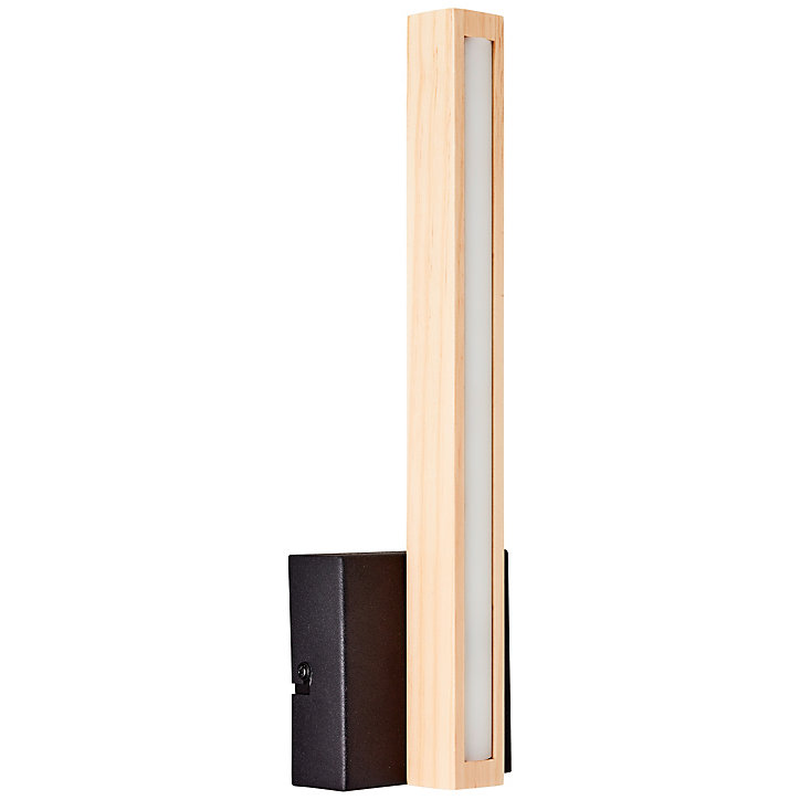 Applique LED intégrée Arion métal noir et bois beige blanc chaud 7,5W IP20 L.10 x H.33 x P.6,5 cm Brillant