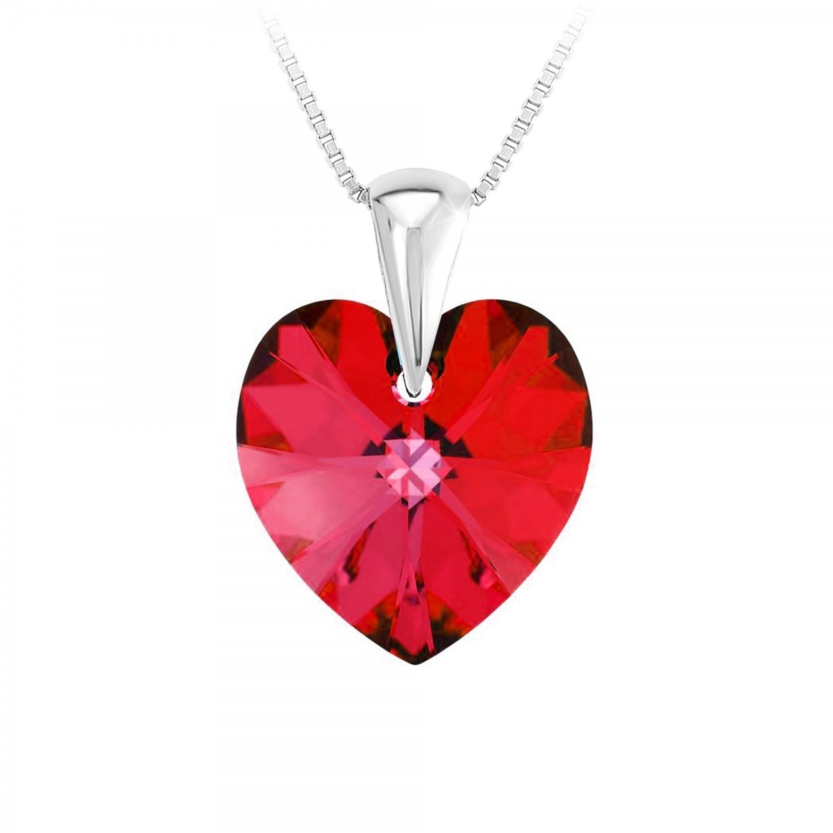 Collier coeur en Argent rhodié 925 SC Crystal orné de Cristaux scintillants