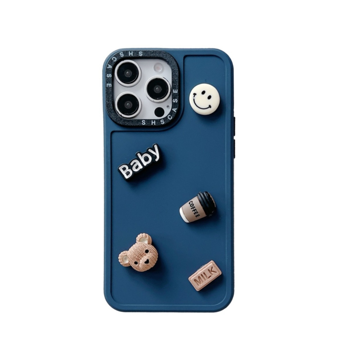 iPhone 16 Pro 3D Gummi Case Schutzhülle mit Beweglichen Stickern - Dunkelblau