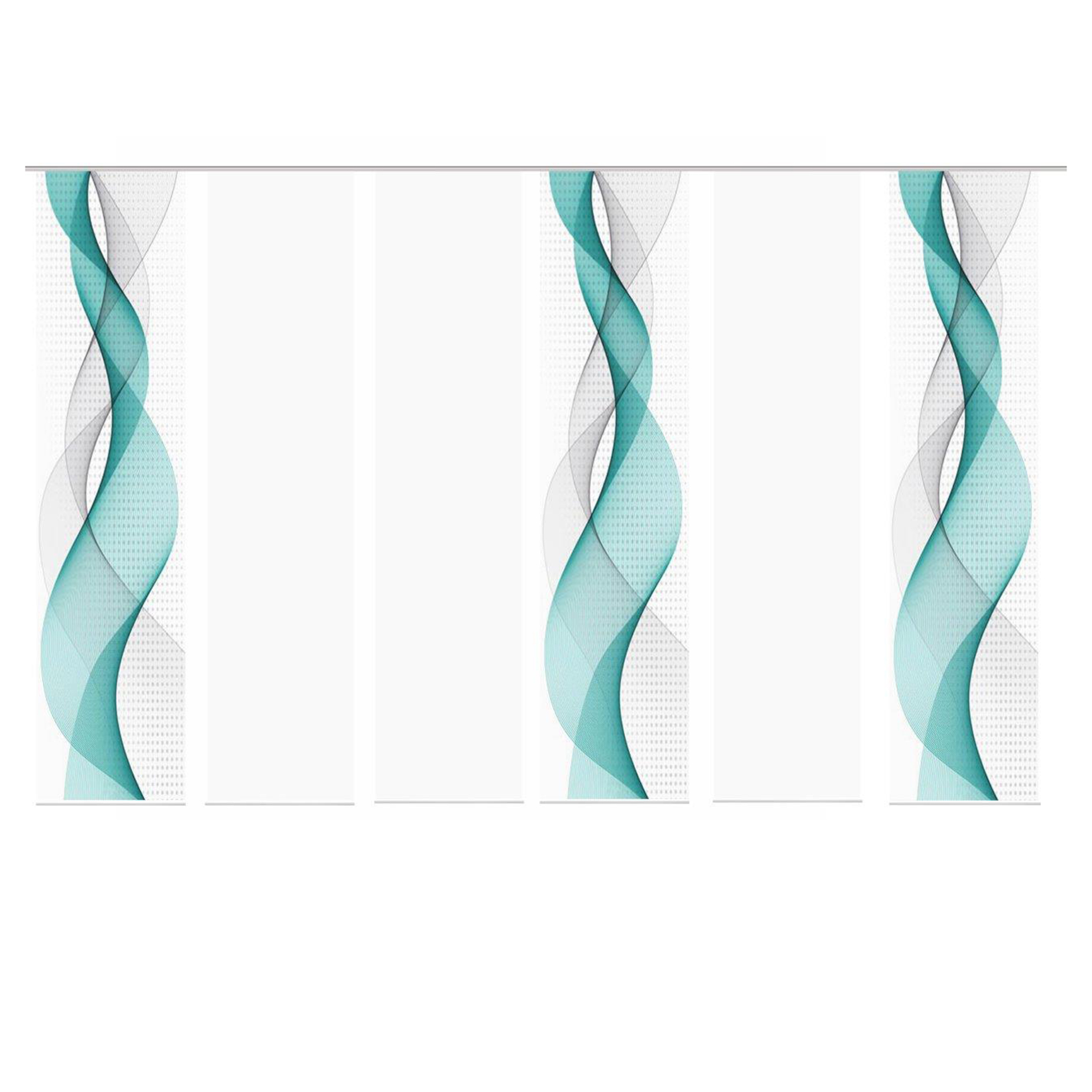 6-teiliges Schiebevorhang-Set OPALIA - türkis - je 60x245 cm
