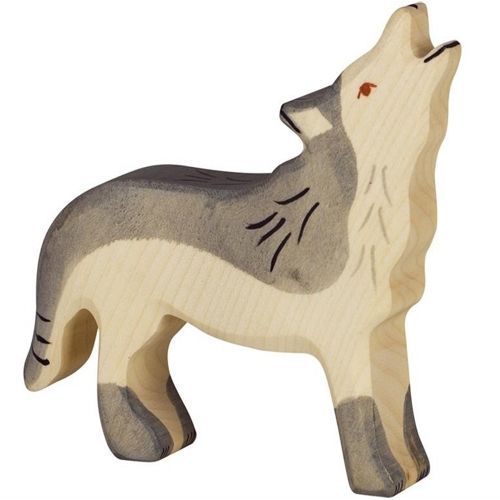 Holztiger wolf huilend 11 cm