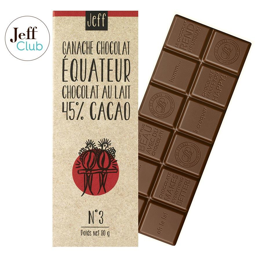 Tablette N°3 Ganache de Chocolat au Lait 45% d'Équateur