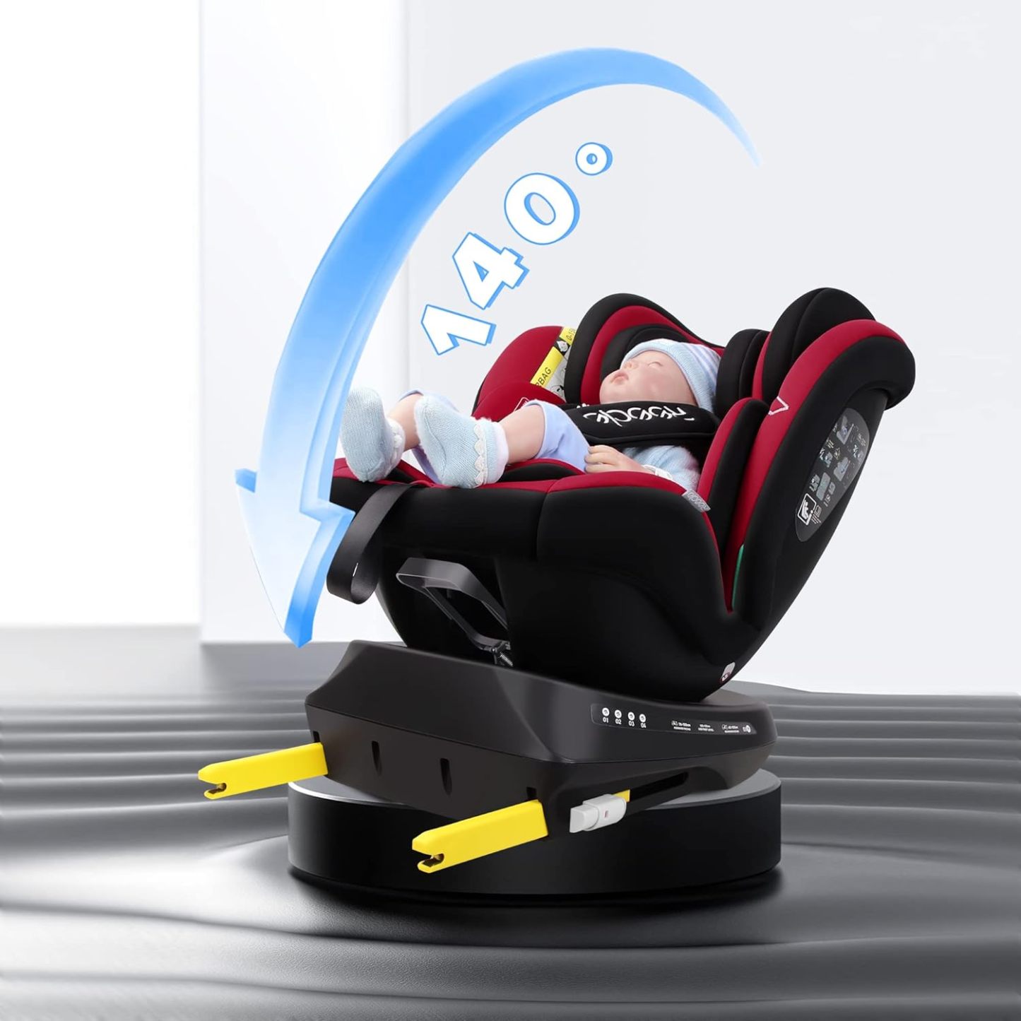 Reecle 360 Drehbar i-Size Kindersitz mit ISOFIX 40-150 cm (0-36 kg) Reboarder, ab Geburt -12 Jahre, ECE R129