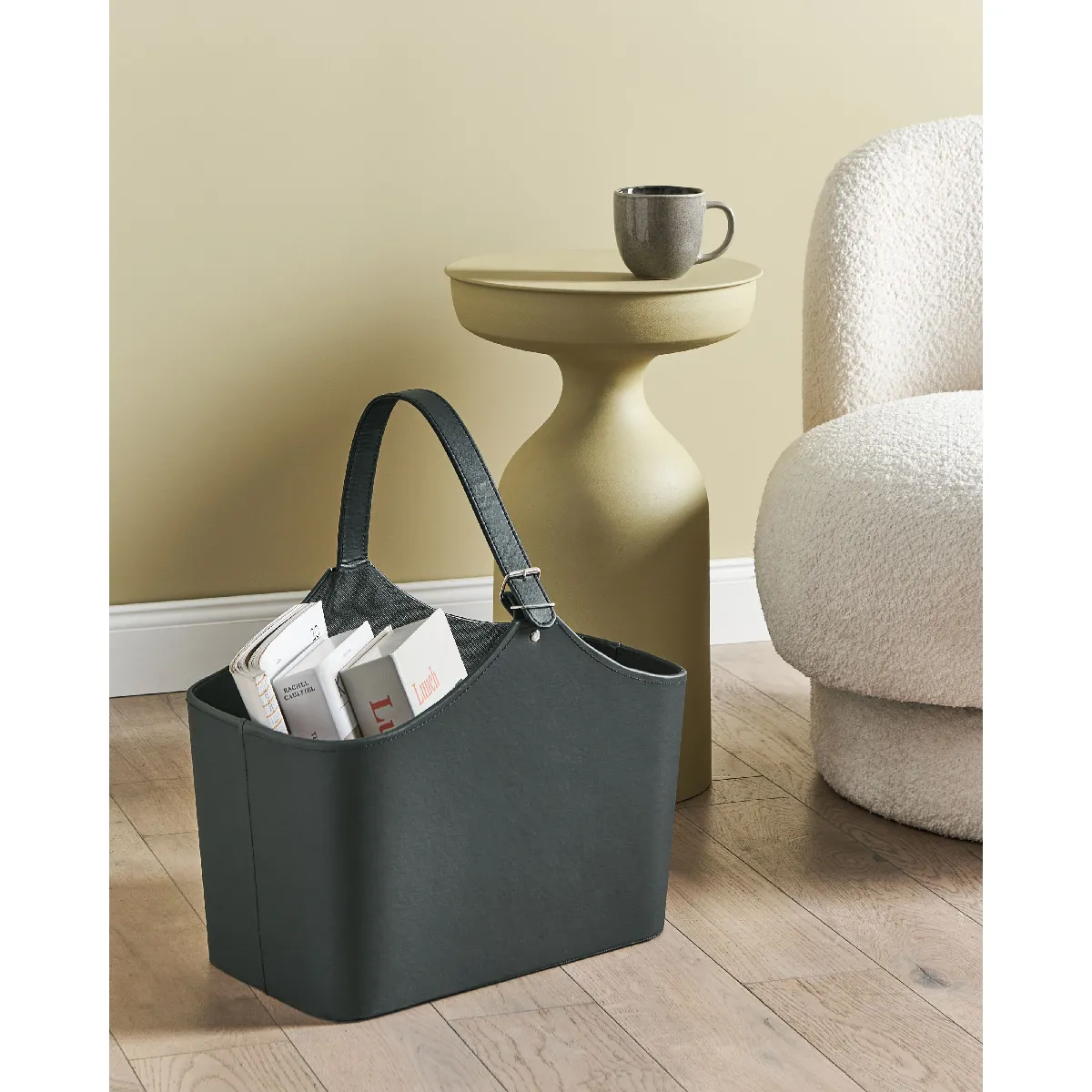 Beliani Panier en cuir PU gris graphite ELAM