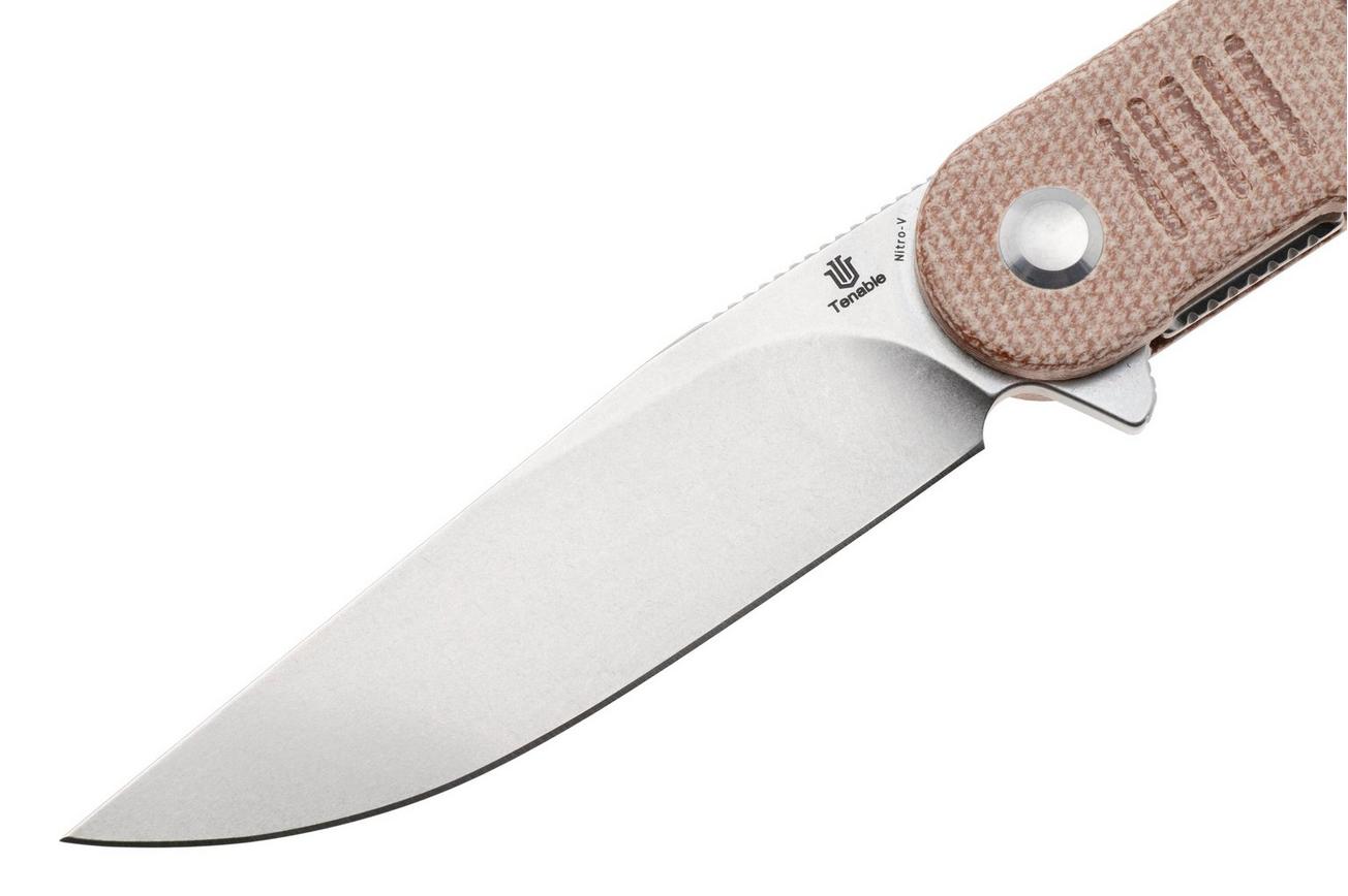 Tenable Knives Einar T2072A5 Stonewashed Nitro-V, Brown Micarta, zakmes, Justin Lundquist design