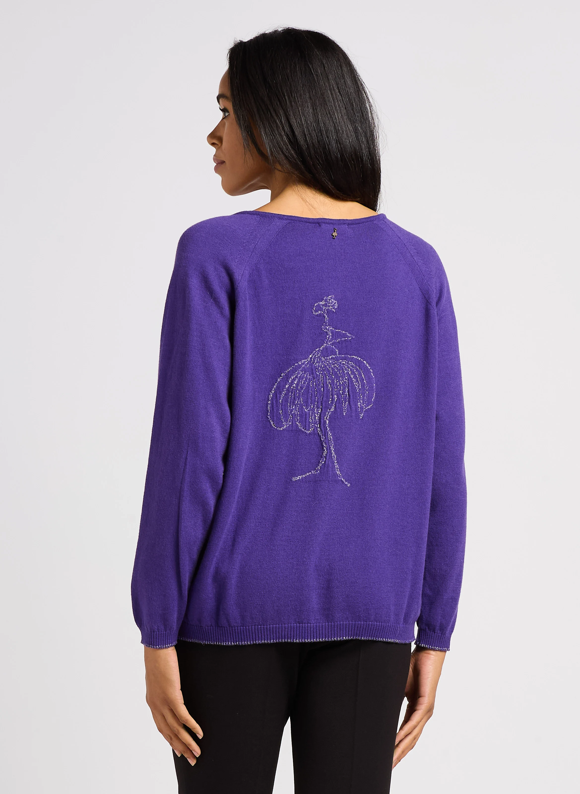 TOWSVILLE - Pull col V jacquard en coton et laine| Violet