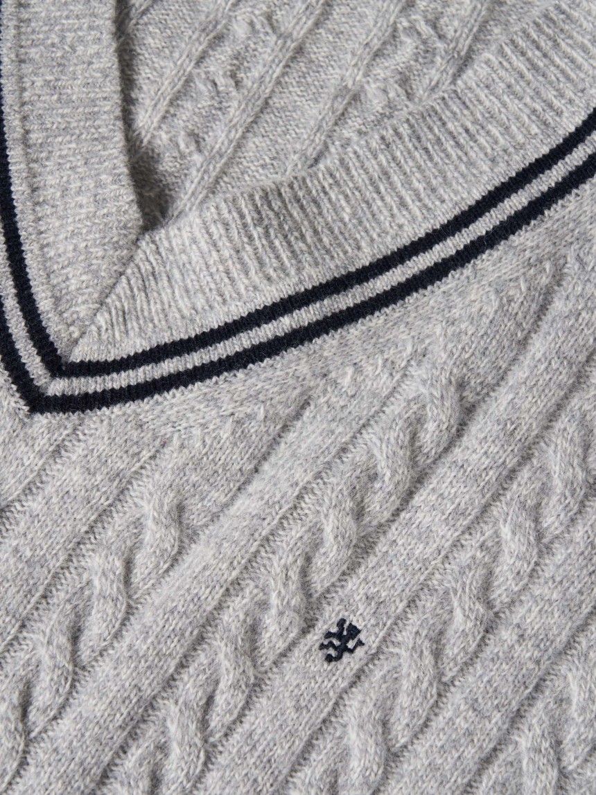 Pullover de malha entrançada com lã