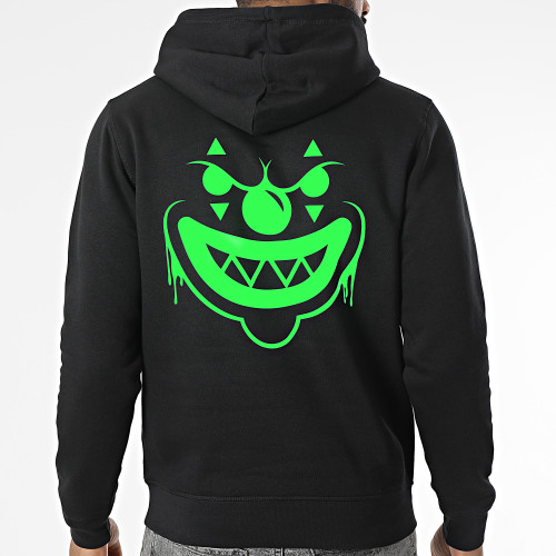 Sweat Capuche Sale Clown Noir Vert Fluo