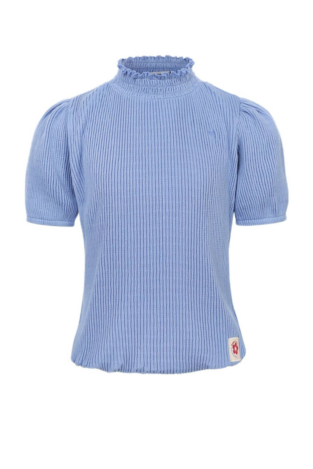 LOOXS top met col blauw rib gebreid