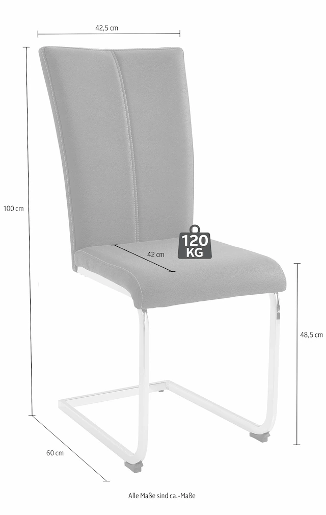 Home affaire Freischwinger »Nils« (Set) 2 Stk.Stuhl belastbar bis 120 Kg, Gestell Metall im Chrom-Look oder Schwarz