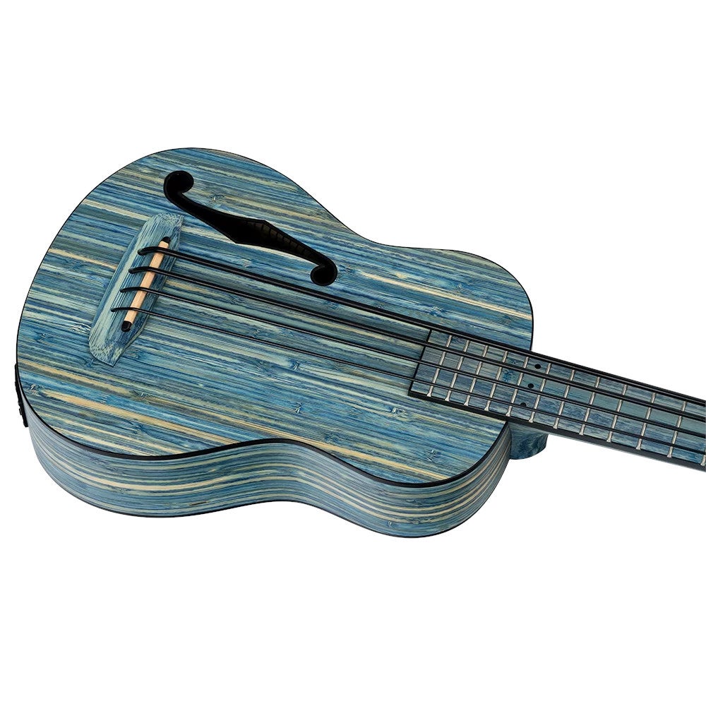 Ortega RUSWB-UB Bamboo Series Short Scale Uke Bass Stonewashed E/A bas ukelele met gigbag
