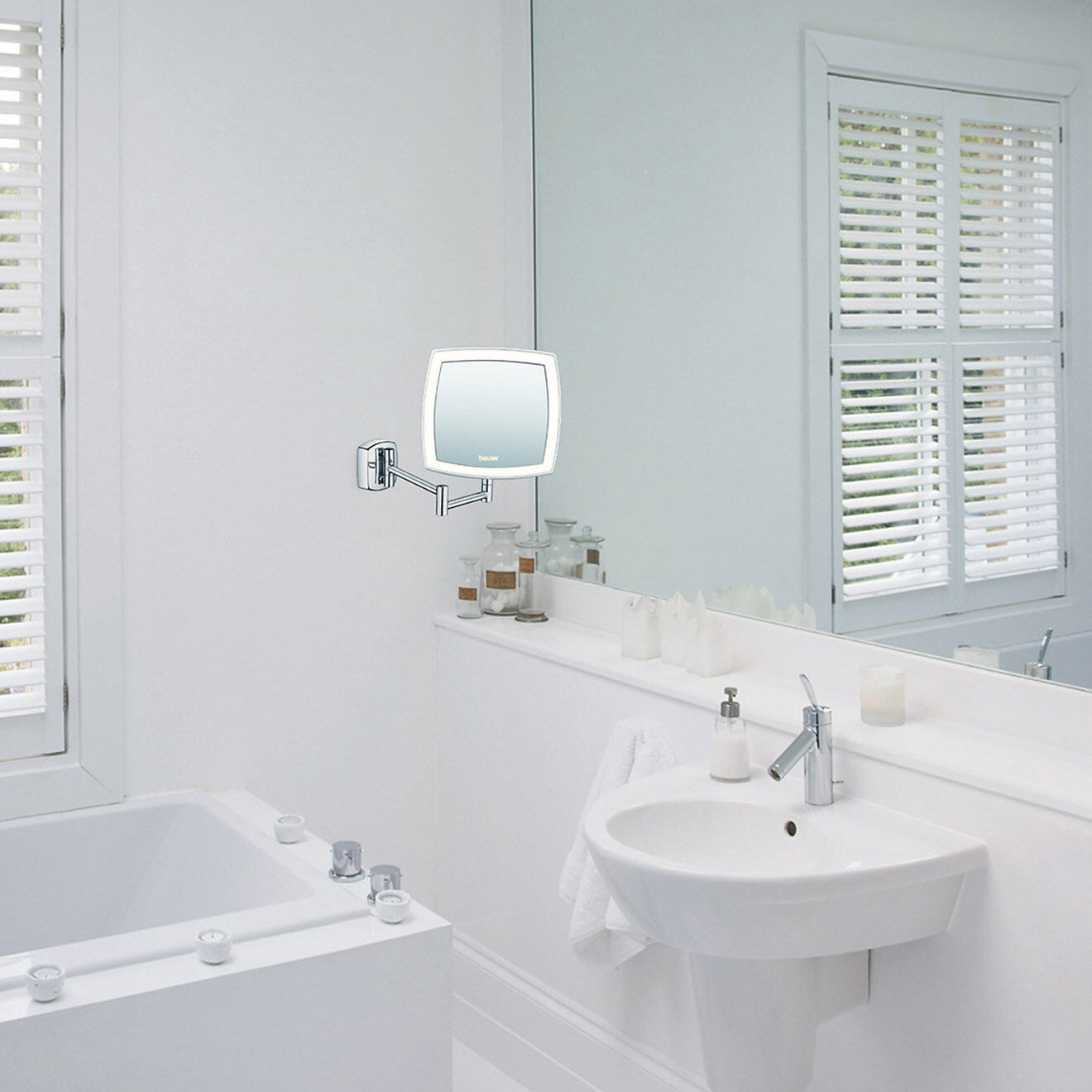 Beurer Miroir mural éclairé grossissement x5 36 LED blanc - 16x16 cm