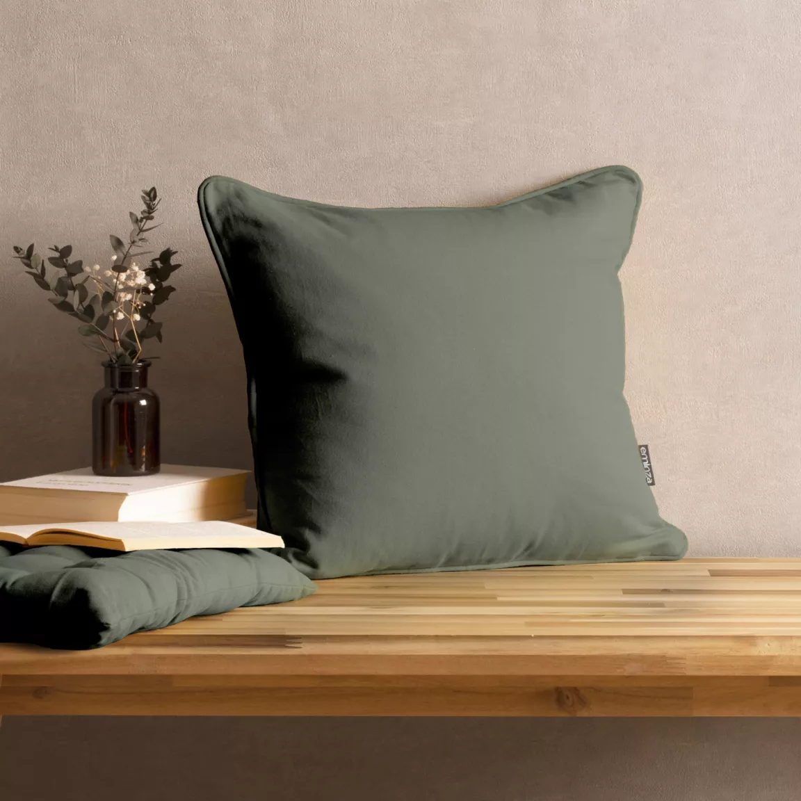 Coussin carré coton (40 x 40 cm) Pixel Vert kaki
