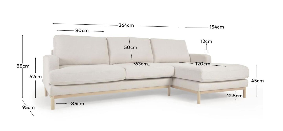 Kave Home Ecksofa MIHAELA 264 x 154 cm weiß