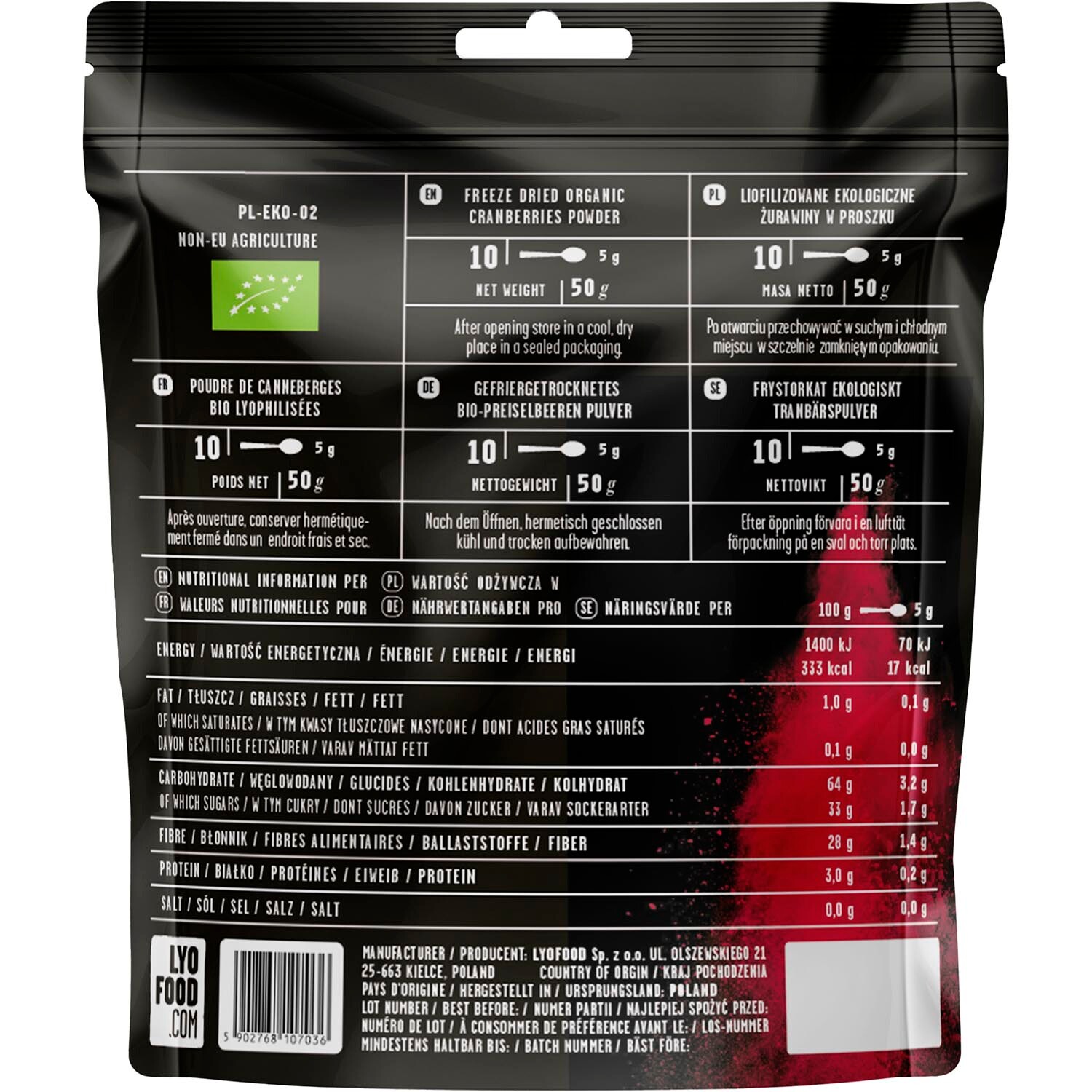 LYOFOOD Organic Cranberry Powder 50g