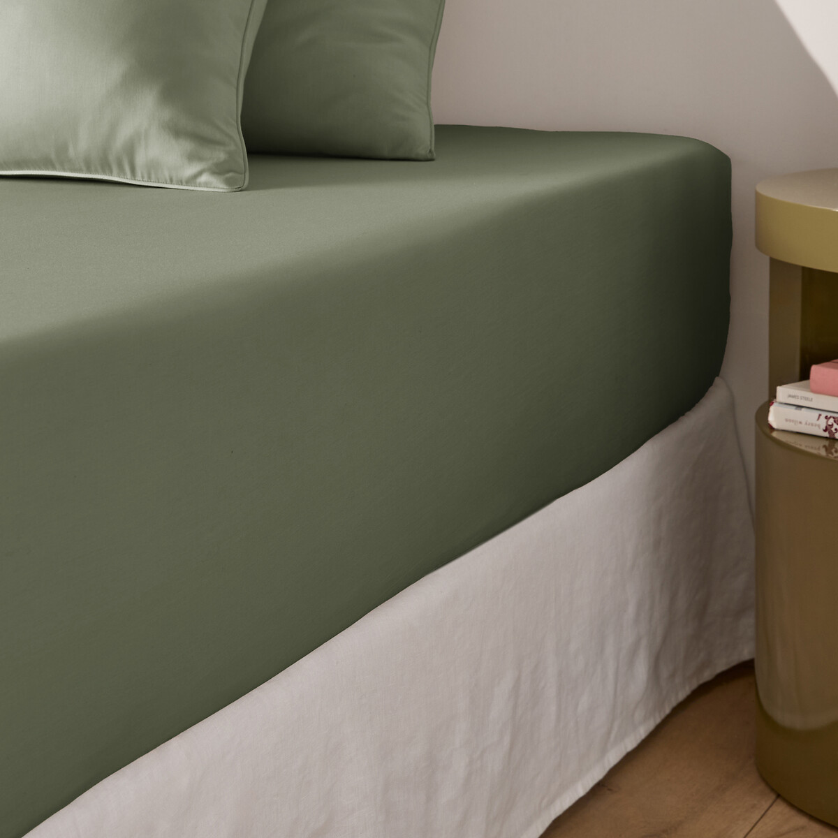 LA REDOUTE INTERIEURS<br>Lençol de algodão cetim, dobra 30 cm, Opale