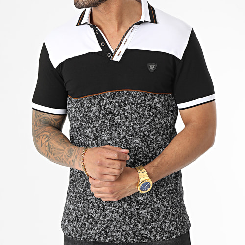 Polo Manches Courtes Noir Blanc