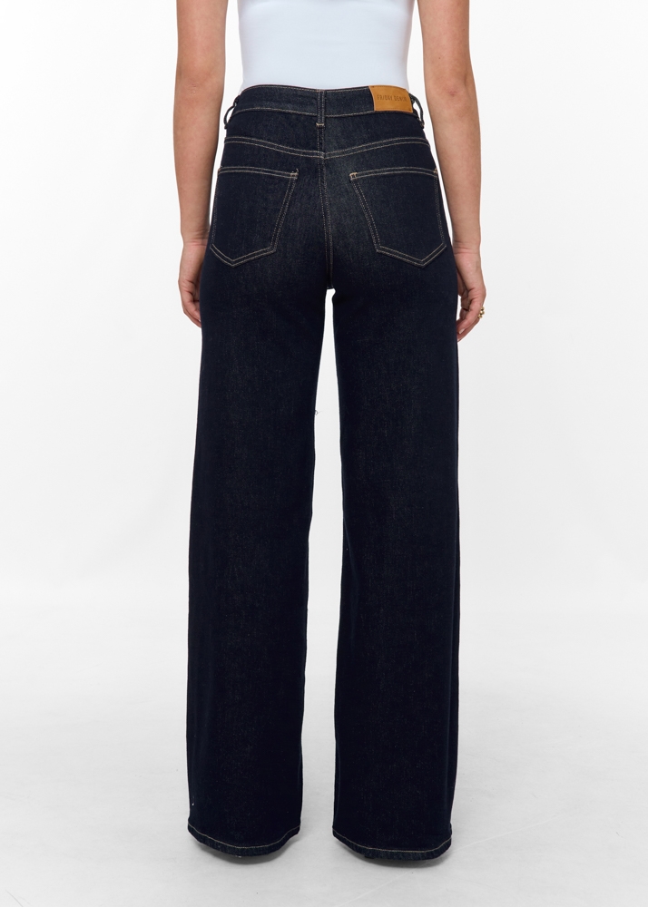 Wide leg stretch jeans marine blauw